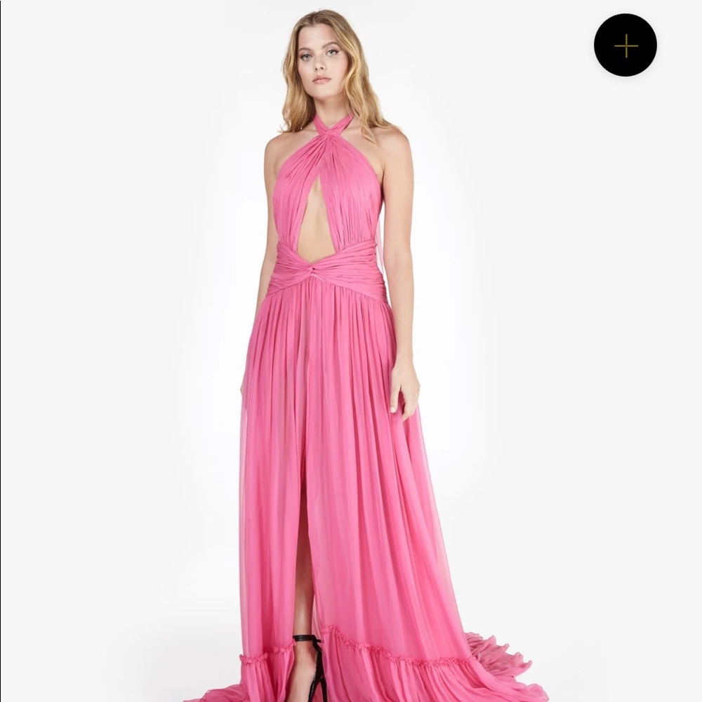 Dundas pink silk chiffon designer dress